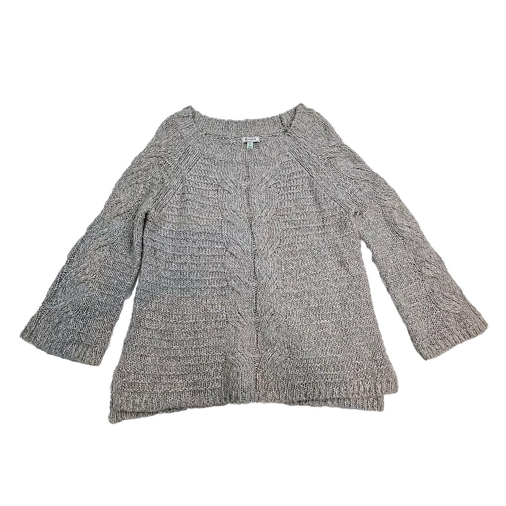 SUSINA Crewneck Cable Knit Pullover Sweater Gray SIZE S